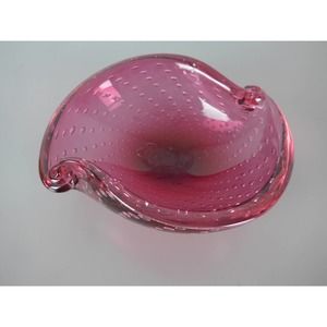 Red Glass Bowl, Heavy, Swirls
